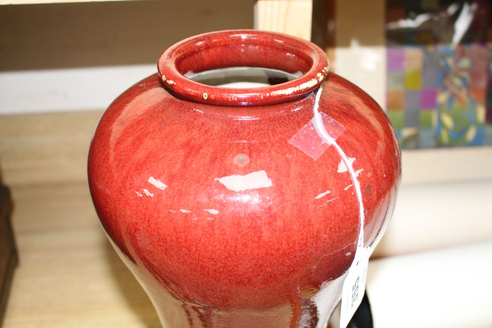 A Chinese sang de boeuf Meiping vase, height 43cm